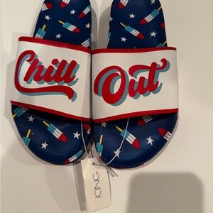 Icing Chill Out Slide Sandals - Blue and Red Rocket Pops